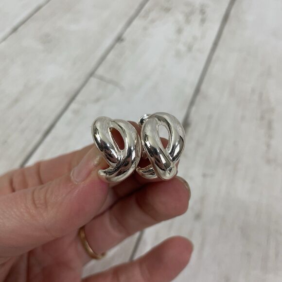 VTG Earrings 4 Pairs - Clip On & Screw back Silver Tone Blue Rhinestone Opal - Picture 9 of 10